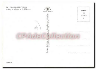 Esparron-de-Verdon — O Lago, o Povoado e o Castelo — Sociedade Éditions de France — Verso