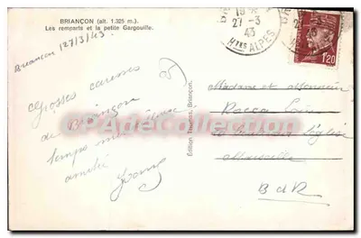 Briançon (alt. 1.325 m.) — Os muros e a pequena Gargouille — Edição Thomas, Briançon — Verso