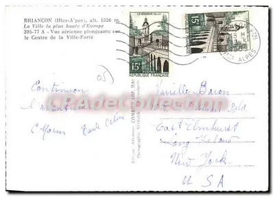 Briançon (Hautes-Alpes) — vue aérienne plongeante sur le centre de la ville-forte — Édition Aérienne Combier, IMP. MAT. Photog. Véritable — Verso