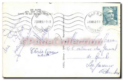 As Alpes — Curvas do Col Bayard (1.246 m.) — ABEL, editor - GAP — Verso