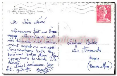 Place Voltaire w Gap — widok placu z kościołem i restauracją — wydawca ABEL, GAP — Rewers
