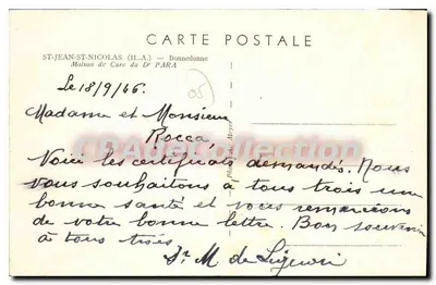 Saint-Jean-St-Nicolas (H.A.) — Casa do Padre do Dr PARA — editor desconhecido, número de série não visível — Verso