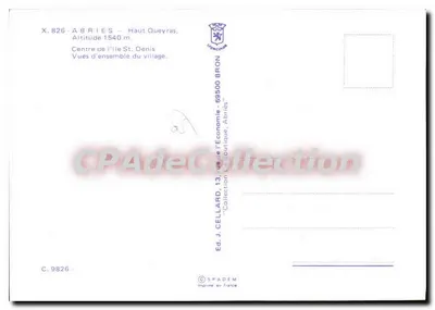 Abriès — Visão geral do vilarejo — Ed. J. Cellard, n° 826 — Verso
