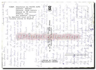 Hautes-Alpes — Carta turística com mapa e fotos — Editor CELLARO — Verso