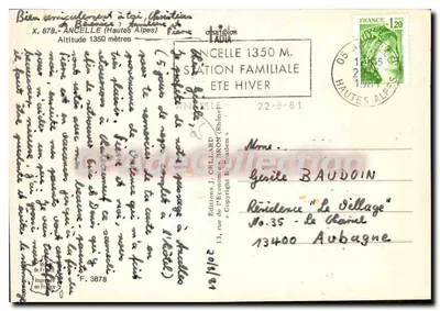 Ancelle (Hautes-Alpes) — Estação familiar verão inverno — Edições J. Cellard — Verso