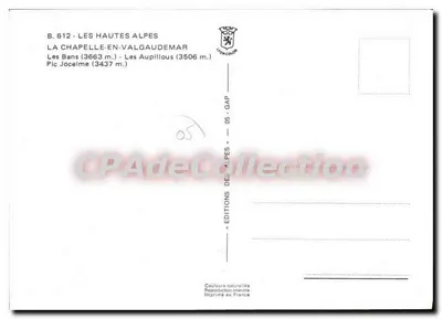 La Chapelle-en-Valgaudemar — uitzicht op het dorp en de bergen — Éditions des Alpes, GAP — Achterkant