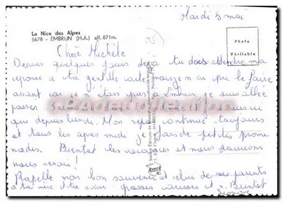 Vista Geral de Embrun — A Catedral, A Torre Béatrice, A Torre Béatrice — Éditions de France, n° 5678 — Verso