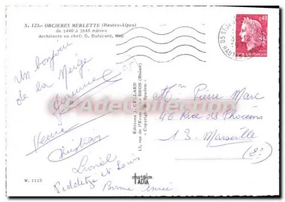 Orcières-Merlette — 1440 à 2645 m — Edições J. Cellard — Verso