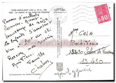 Vars-les-Claux — estação e cristas da Eyssina — Lumicap — Verso
