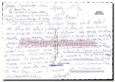 Les Claoux i Pelvoux (3946 m.) — widok górski z wsią — Éditions F. FRANCOS — Rewers