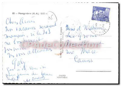 Montgenèvre — 1860 m — Edições F. FRANCOU — Verso
