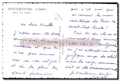 Montgenèvre (1.860 m) — pod śniegiem — Wydawnictwo A. Calièze, reprodukcja podczerwieni — Rewers