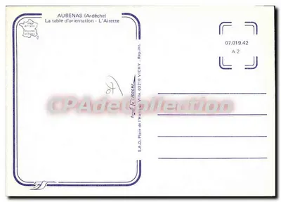 Aubenas (Ardèche) — A mesa de orientação · L'Airette — Editor La Cigogne, n° A 2 — Verso