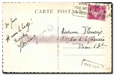 Vals-les-Bains — Vista generale — P. Dupont, editore — Verso