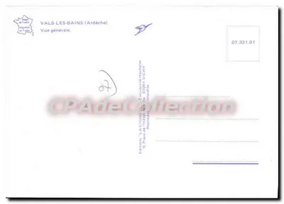 Vals-les-Bains — Vista geral — Edições 'La Cigogne' Vichy — Verso