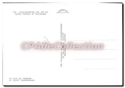 Vals-les-Bains — carta postal turística — EKTACAP — Verso