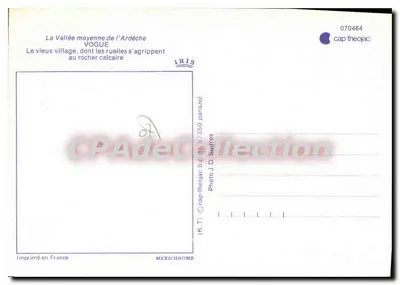 CPA La Vallee moyenne de l'Ardeche Vogue le vieux village dont les ruelles s'agrippent au rocher cal — Verso