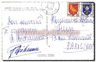 Burzet (Ardèche) — Widok ogólny i Wodospad Piekielny — Komitet Wyd. L. — Rewers