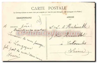 Langogne (Arredes) — Auberge sangrante de Peyrebeille (Ardèche), onde foram executados Pierre Leblanc, Jeanne Breysse, sua esposa, e Jean Rochette, criado, após mais de 30 anos de assassinato — editor ABACO, n° 134 — Verso