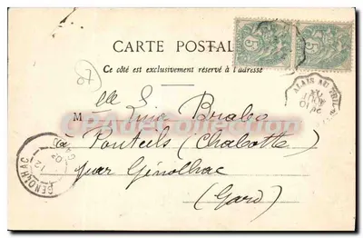 Largentière — Zamek wybudowany w 1497 roku — Librairie Plancher, Largentière — Rewers