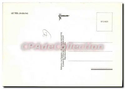 Le Teil (Ardèche) — vista panorâmica e igreja — Éditions Hachette — Verso