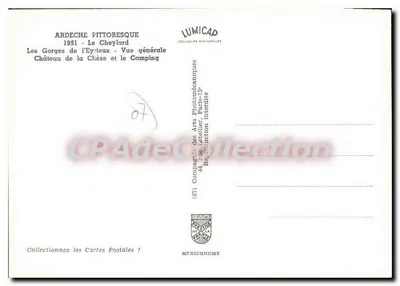 Le Cheylard — vista geral, gargantas do Eyrieux, castelo e camping — Lumicap — Verso