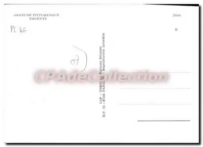 Thueyts — Alta Vale do Ardeche — Bilhete postal antigo de Coleção — Verso