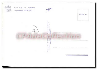 Municipalny obozowisko w Tournon — Ardeche — Wydawnictwo 'LA CIGOGNE' — Rewers