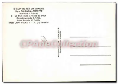 Trem na vale do Doux — Chemin de fer du Vivaraïs — Éditions C.F.T.M. — Verso
