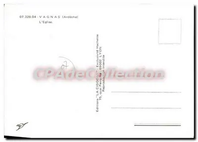 Vagnas (Ardèche) — A Igreja — Edições 'LA CIGOGNE' — Verso