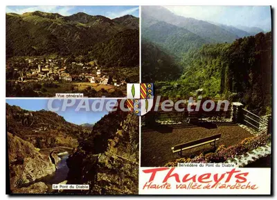 Thueyts — Alta vallé da Ardèche — vista geral, mirante e ponte do Diabo — Elnacap