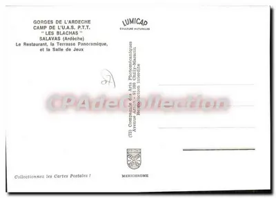 Gorges da Ardèche — Campo da U.A.S. P.T.T. 'Les Blachas' — Lumicap — Verso