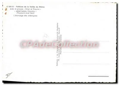 Folklore da Vale do Ródano — Empi e Riaume — A casca das castanheiras — Edições La Cigogne — Verso
