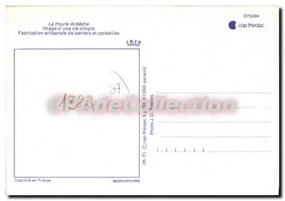 La Haute Ardèche — Fabricação artesanal de cestas e cestas — cap theojac n°070494 — Verso