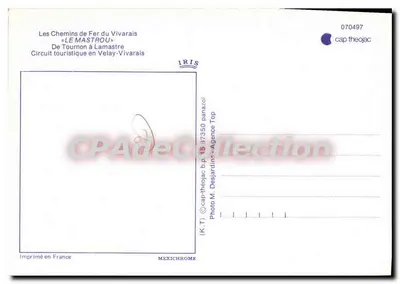 Trem a vapor CFV — Chemins de Fer du Vivarais — Circuito turístico Tournon a Lamastre — Verso