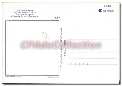 Vila típica do Tanargue — Região de Jaujac — cap theojac n°070499 — Verso