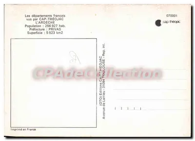 Languedoc e Ardèche — Carta postal turística — Éditions CAP-THÉOJAC — Verso