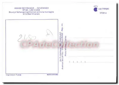 Les Vans — Bourg tradicional de troca entre a montanha e o Bas-Vivarais — Editions CAP THÉOJAC — Verso