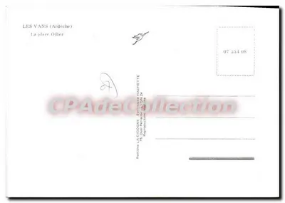 Les Vans (Ardèche) — A praça Ollier — Éditions La Cigogne — Verso