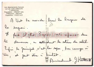 Languedoc e Ardèche — Carte postale touristique — Edição CAP-THÉOJAC — Verso