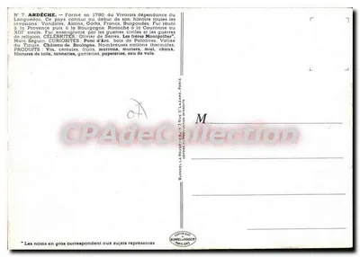 Ardèche — N°7 — Editor Blondell & Rougier, Paris — Verso