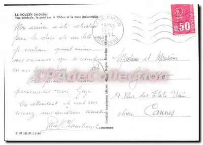 Le Pouzin (Ardèche) — Vista geral, o ponte sobre o Rio Rhône e a zona industrial — Editor PING — Verso