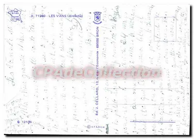 Les Vans — vista panorâmica e rua principal — Ed. J. CÉLLARD — Verso