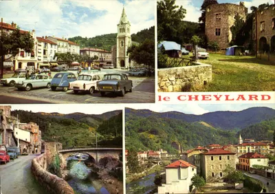 Le Cheylard — vista geral, castelo, ponte, aldeia — Ed. J. Cellard, S. 1143