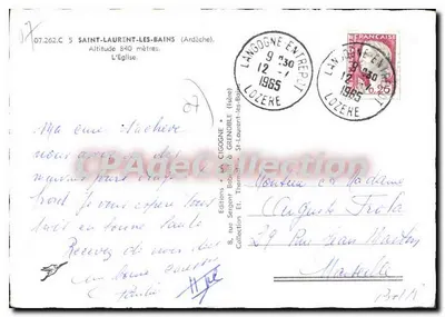 Saint-Laurent-les-Bains — Igreja — Éditions El. Thermidor — Verso