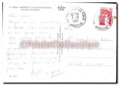 Marcols les Eaux — widok panoramiczny i szczegóły wsi — Wydawnictwo J. Cellard, nr Z.1111 — Rewers