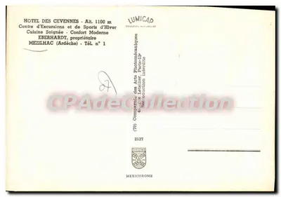 Hotel dos Cevennes — Mezilhac (Ardèche) — LUMICAD — Verso