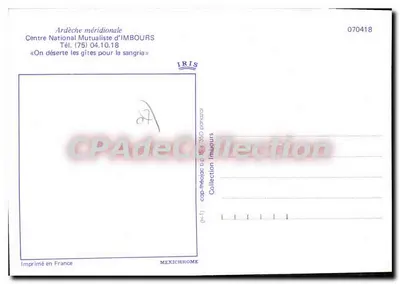 Imbours — aldeia na Ardèche — Centro Nacional Mutualista de Imbours — Verso