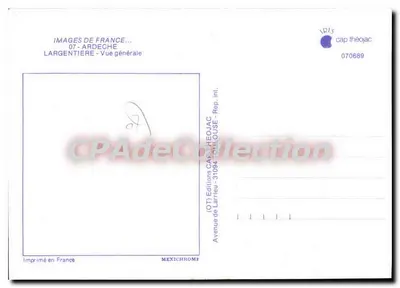 Largentière — vista geral — Edições de Larnieu — Verso