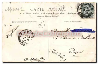 Charleville - Rue Forest — prolongamento sobre o antigo velódromo (1890) — Charpentier-Richard, Mézières — Verso